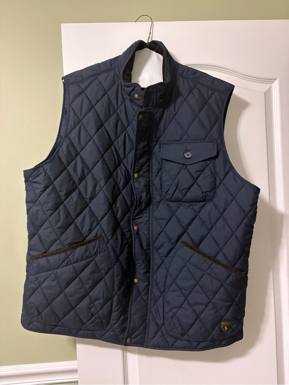 Polo by Ralph Lauren Quilted Navy Vest with Chest Pocket